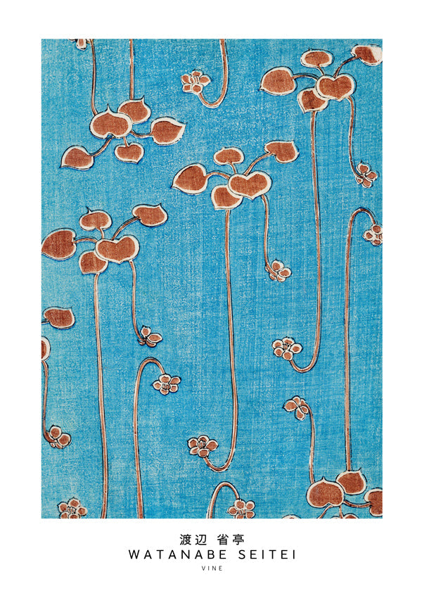 Botanisk poster med japansk vinranka på blått