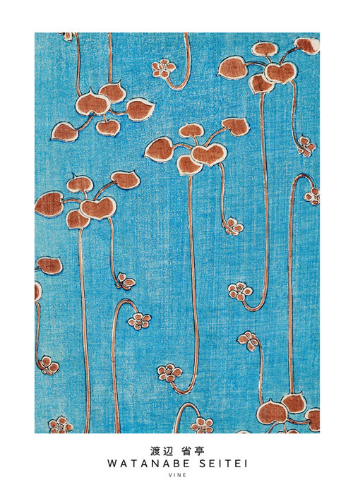 Botanisk poster med japansk vinranka på blått