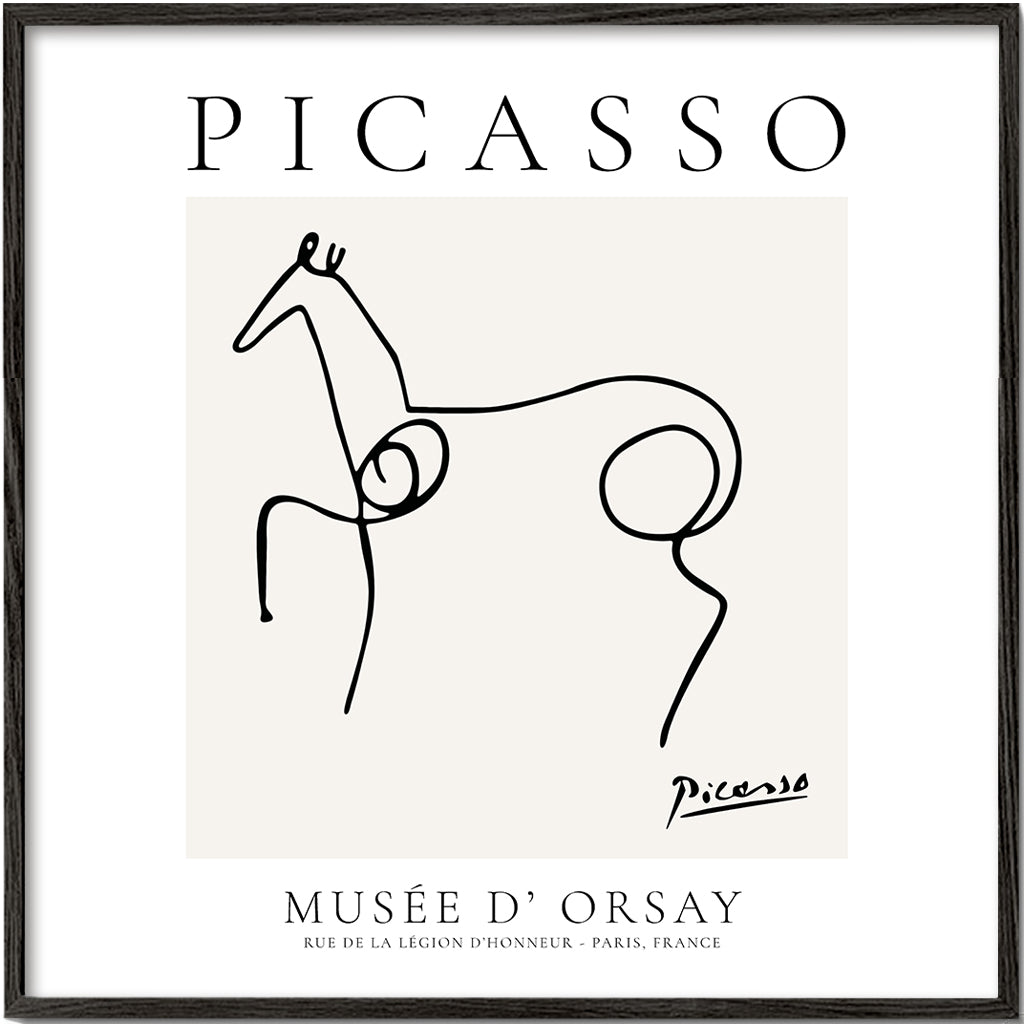 Häst i en linjeteckning i Picassostil