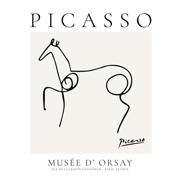 Häst i en linjeteckning i Picassostil