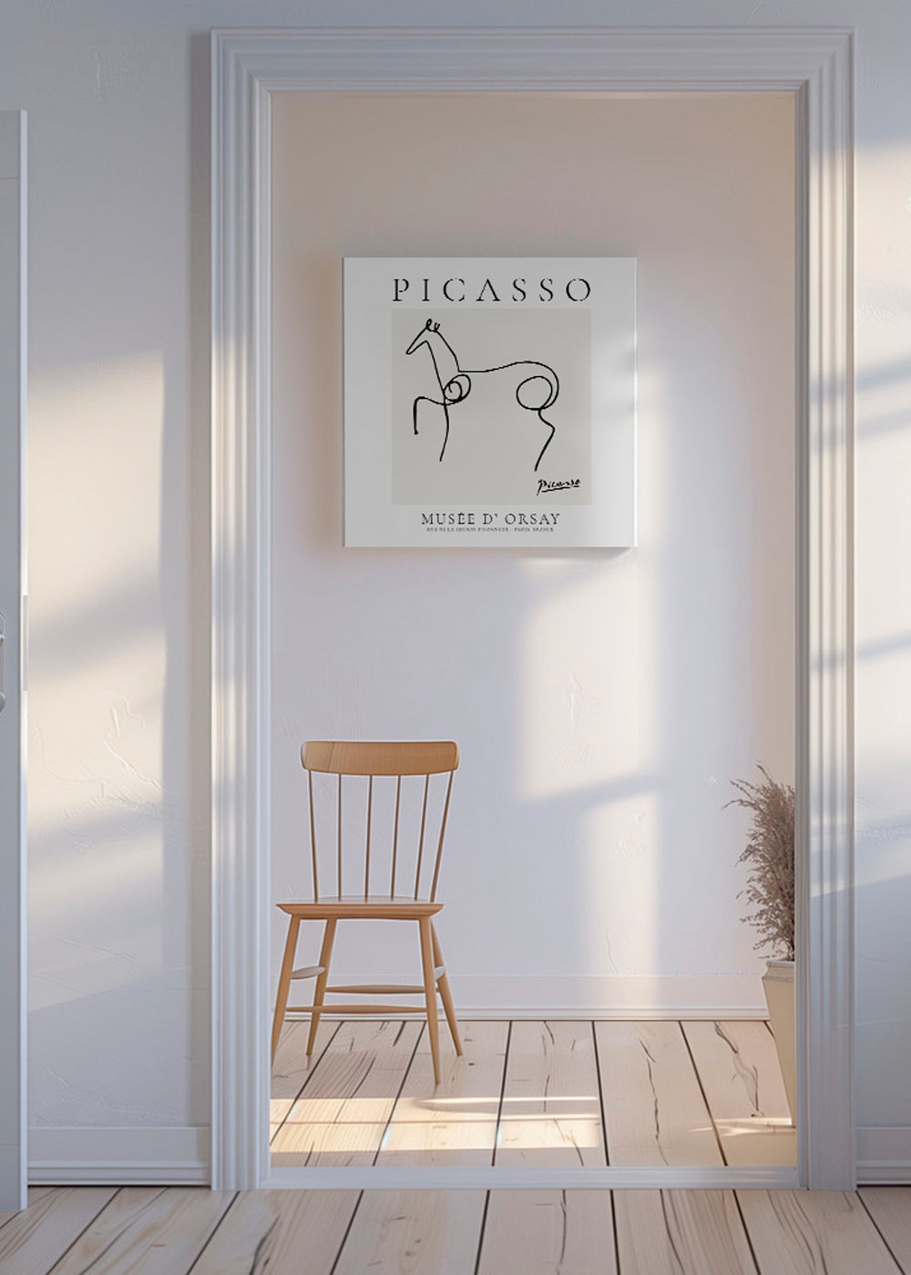 Häst i en linjeteckning i Picassostil