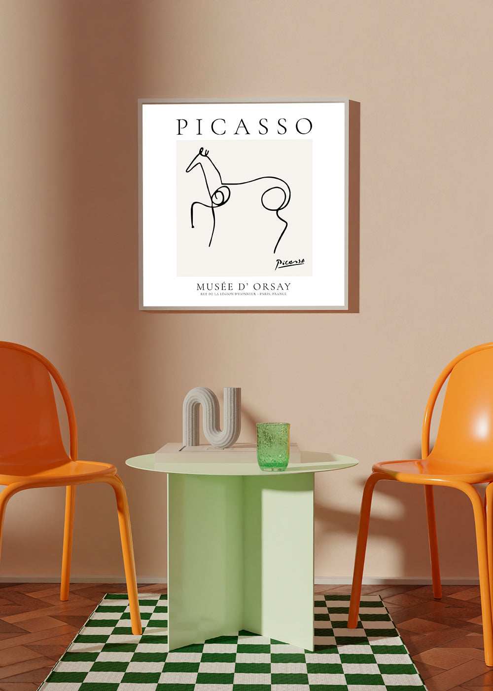 Häst i en linjeteckning i Picassostil