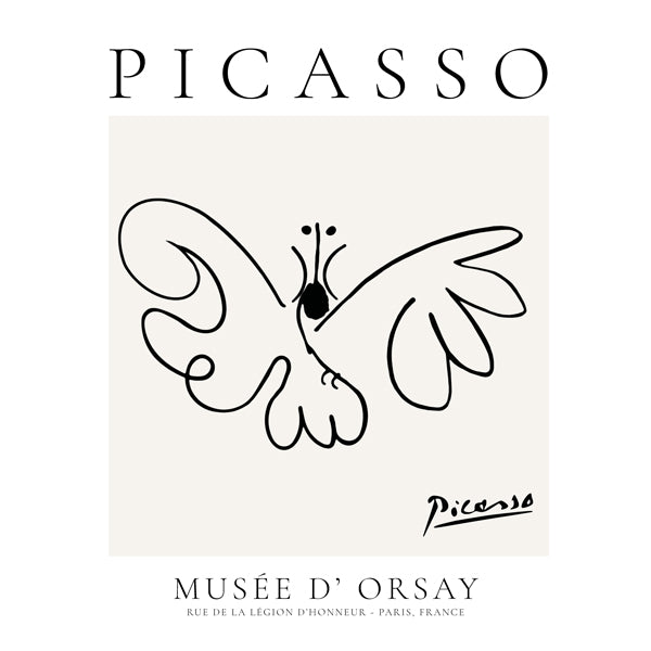Duva i linjeteckning inspirerad av Picasso