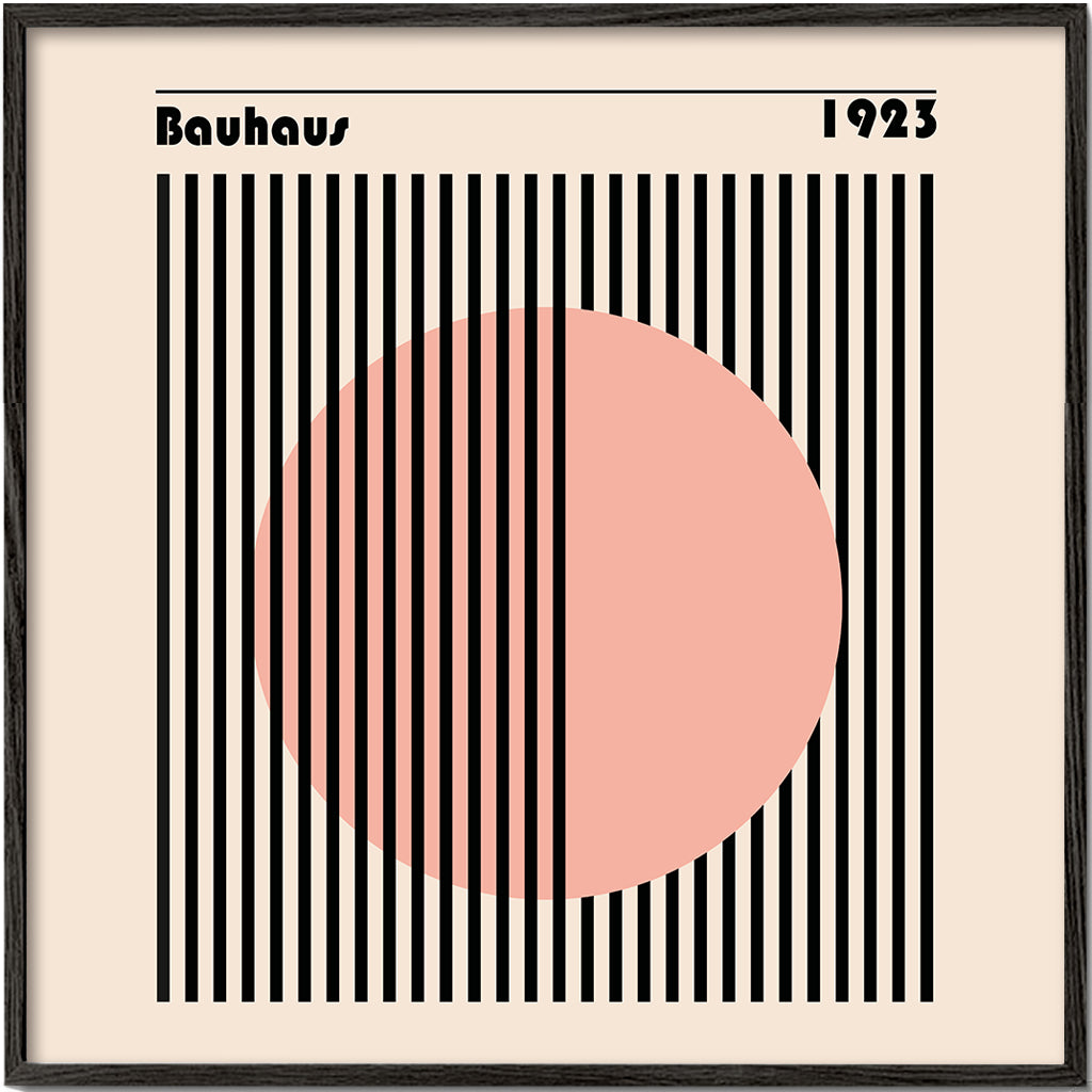 Geometrisk poster Bauhaus rosa cirkel och ränder