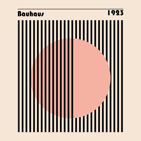 Geometrisk poster Bauhaus rosa cirkel och ränder