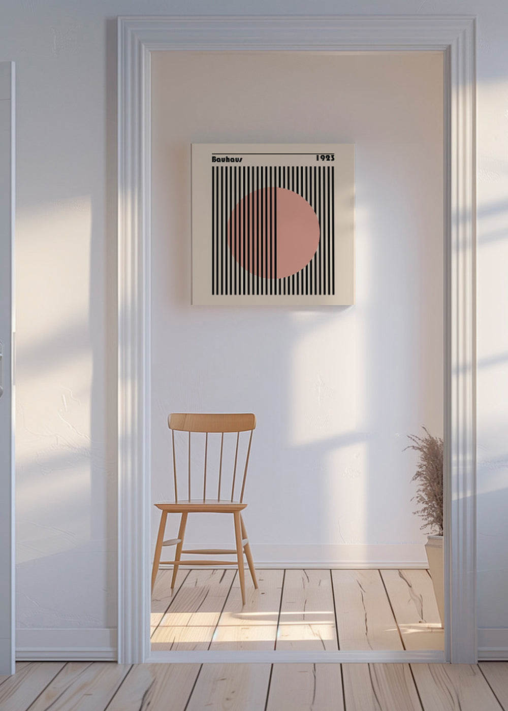 Geometrisk poster Bauhaus rosa cirkel och ränder