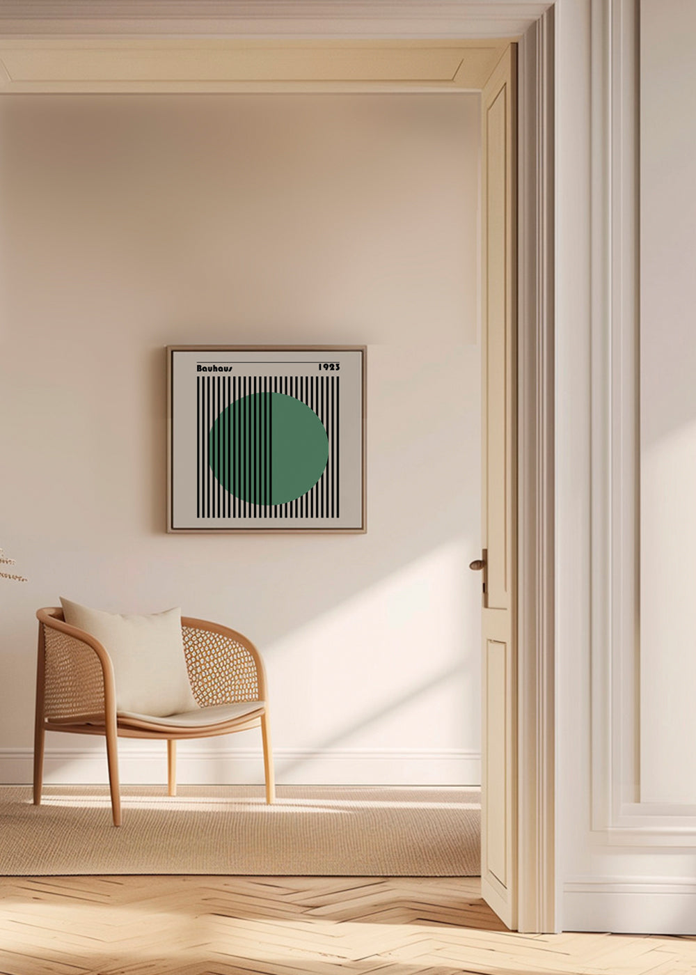 Geometrisk affisch Bauhaus med grön cirkel