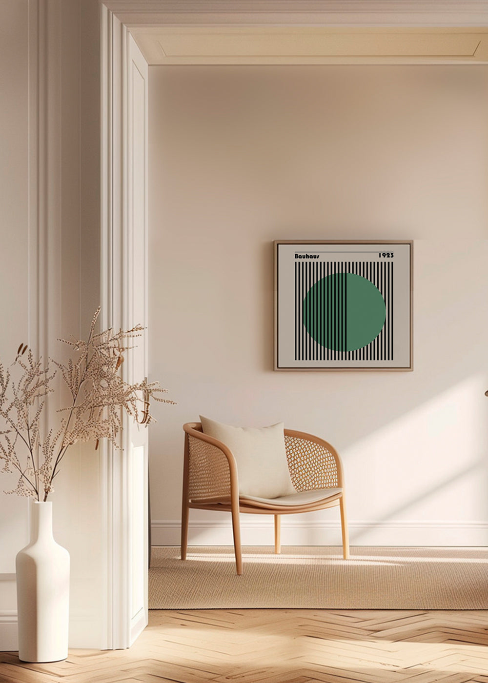 Geometrisk affisch Bauhaus med grön cirkel