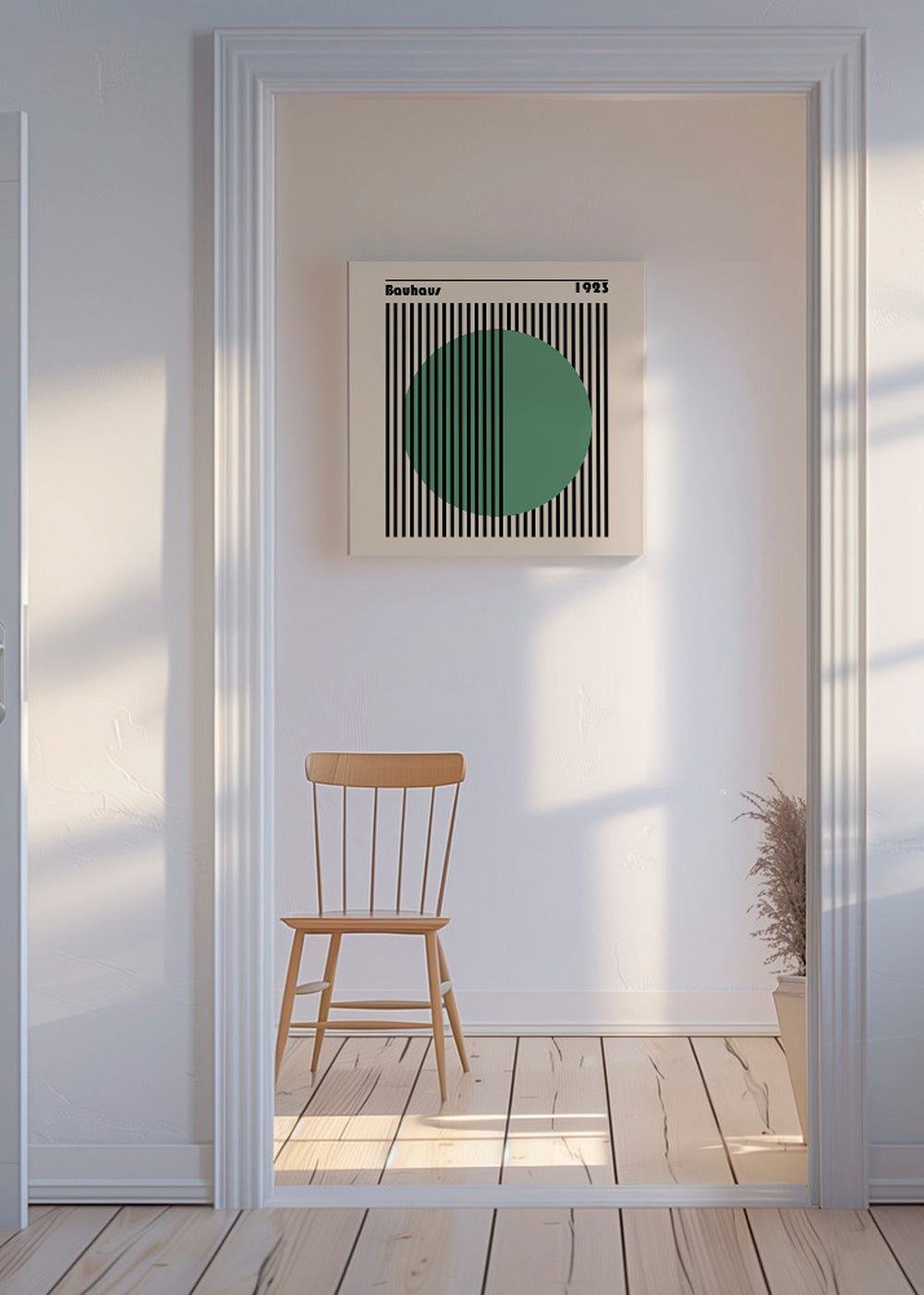 Geometrisk affisch Bauhaus med grön cirkel