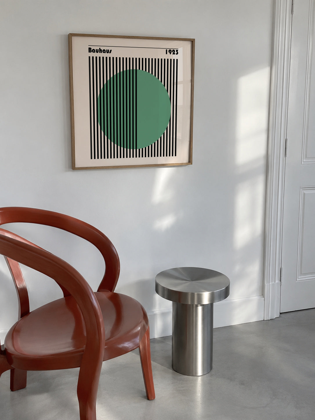 Bauhaus Green Circle II - Framed poster in an interior