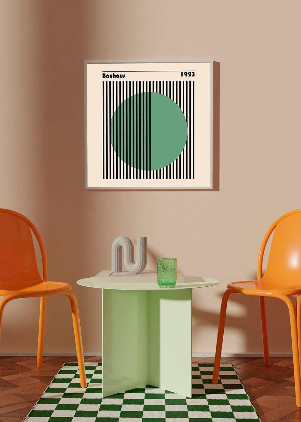 Geometrisk affisch Bauhaus med grön cirkel