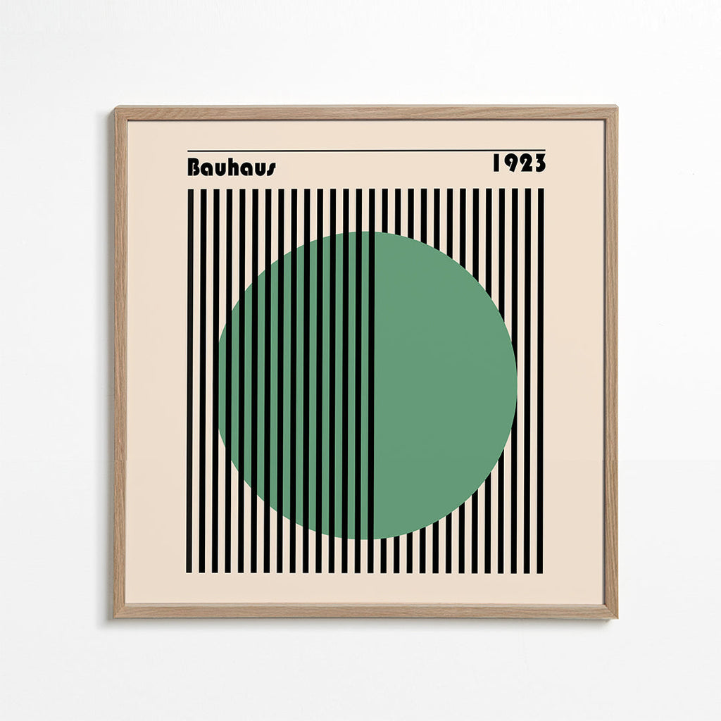 Geometrisk affisch Bauhaus med grön cirkel