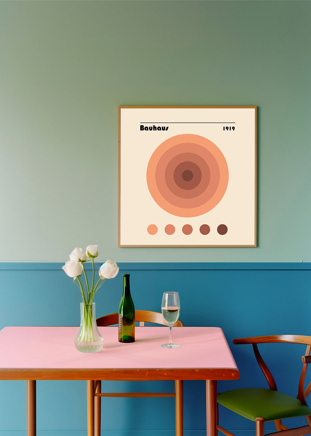 Geometrisk poster Bauhaus koncentriska cirklar
