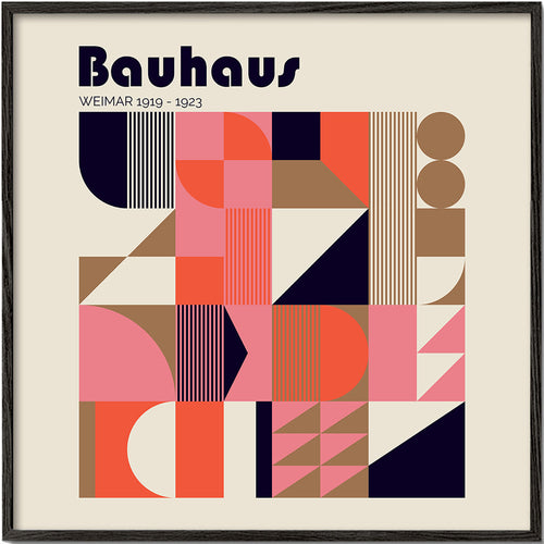Geometrisk affisch Bauhaus korall och beige