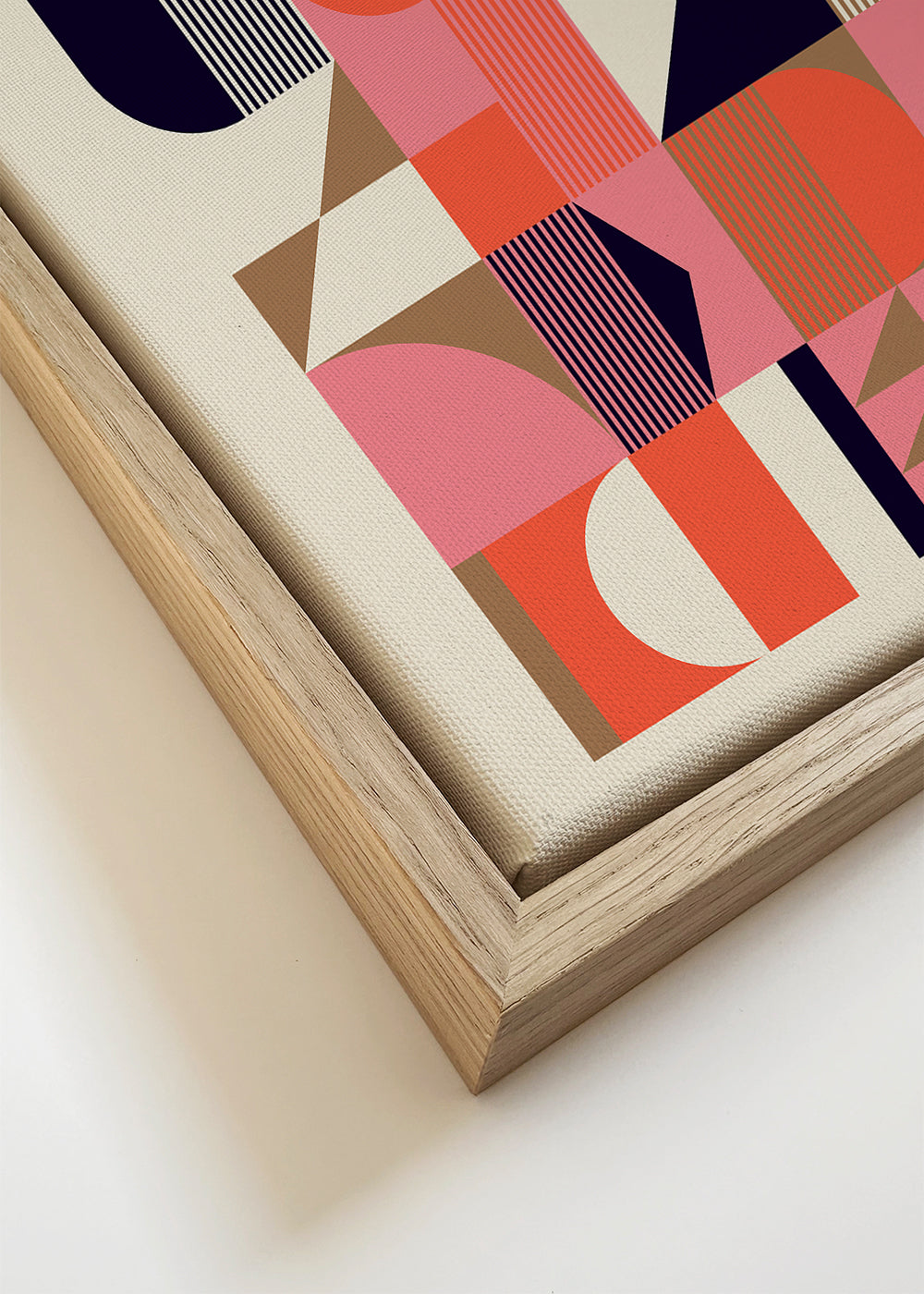 Geometrisk affisch Bauhaus korall och beige