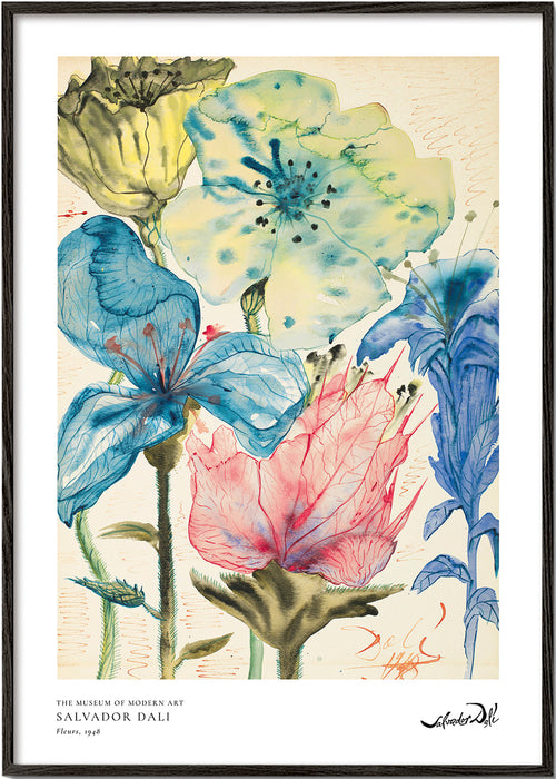Botanisk poster Dali blommor i akvarell