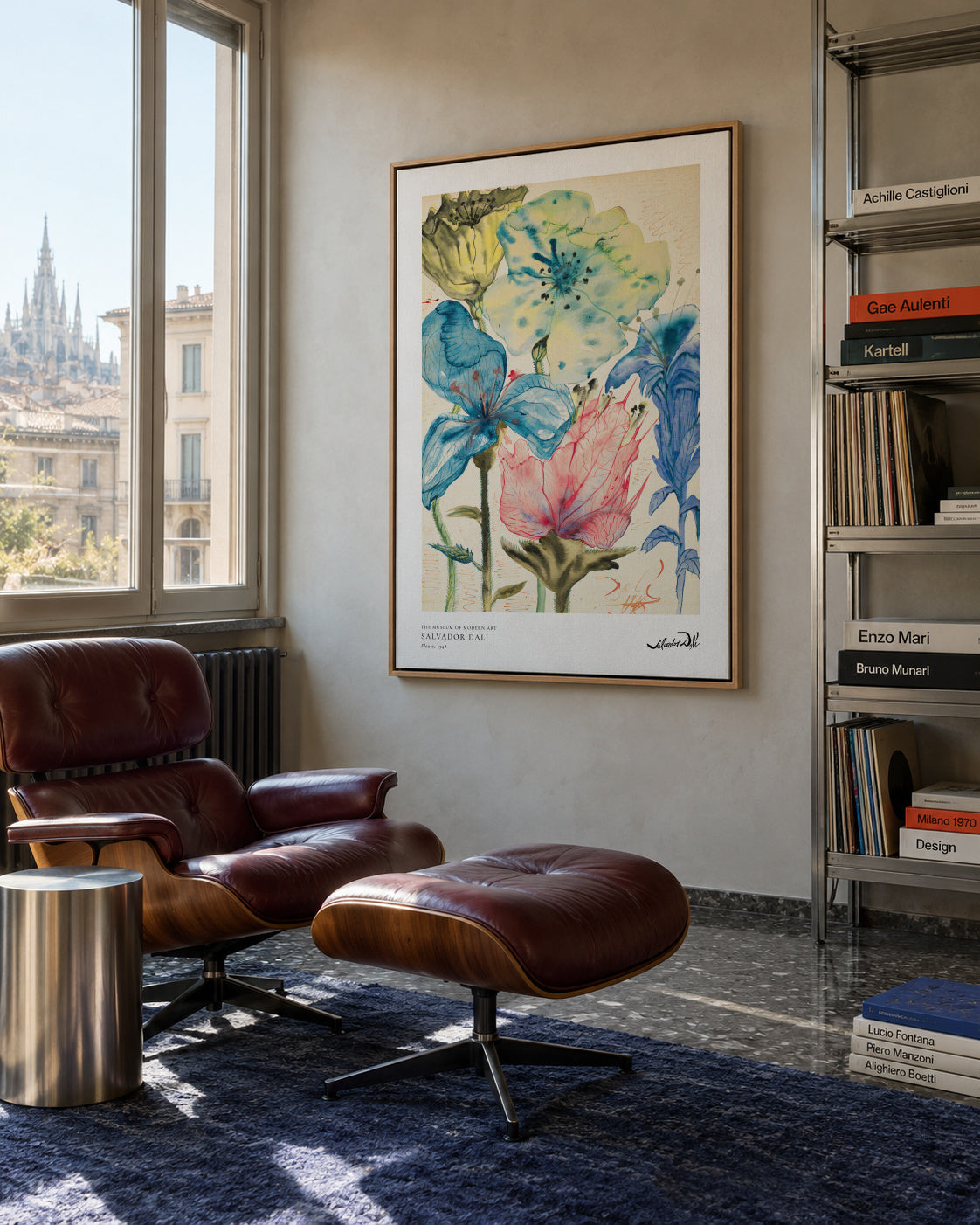 Salvador Dali fleurs I - Framed canvas in an interior