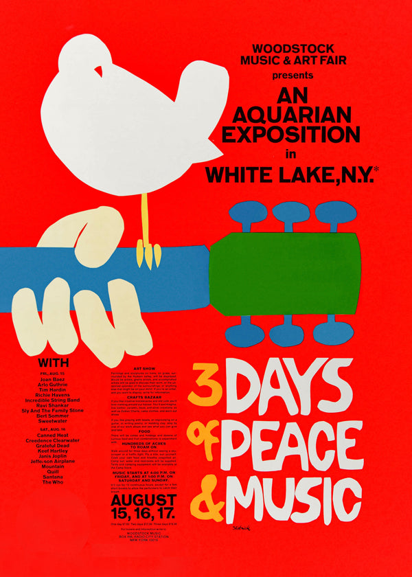 Vintage affisch Woodstock 3 Days of Peace