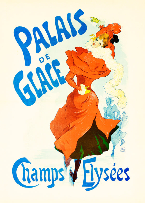 Vintage-print Palais de Glace skridskoåkare i rött