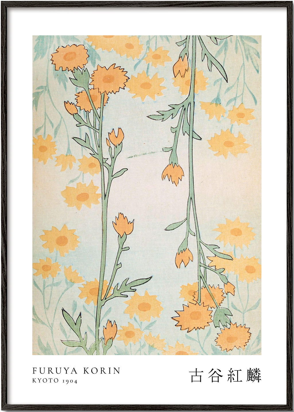 Botanisk tryck japanska gula blommor