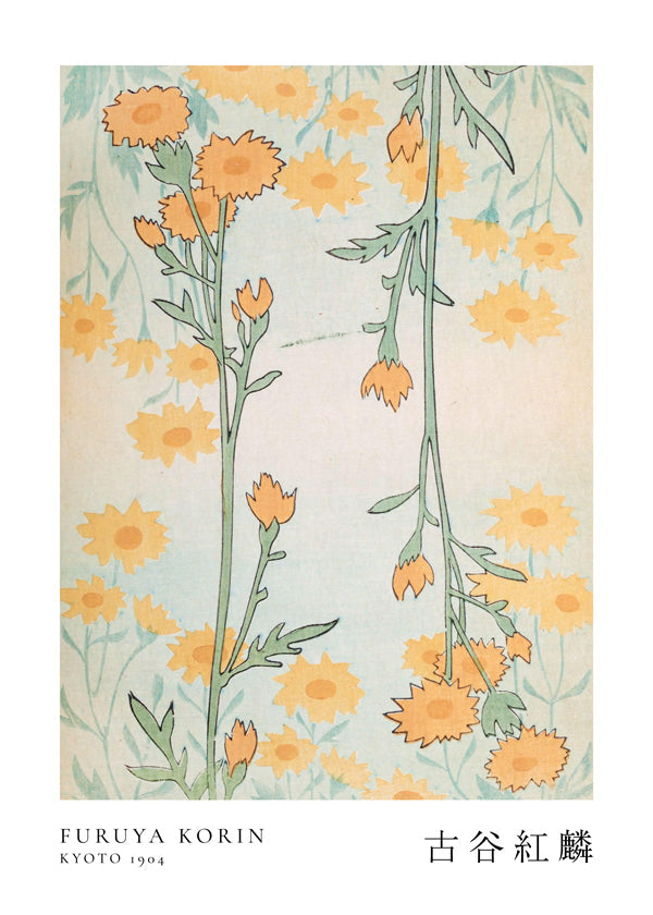 Botanisk tryck japanska gula blommor