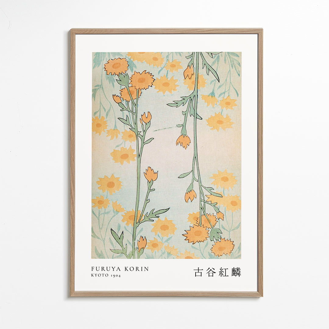 Botanisk tryck japanska gula blommor