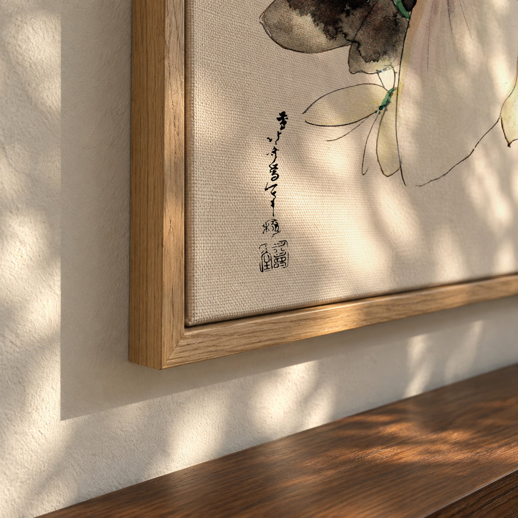 Butterflies and Moths by Katsushika Hokusai - Framed canvas detail