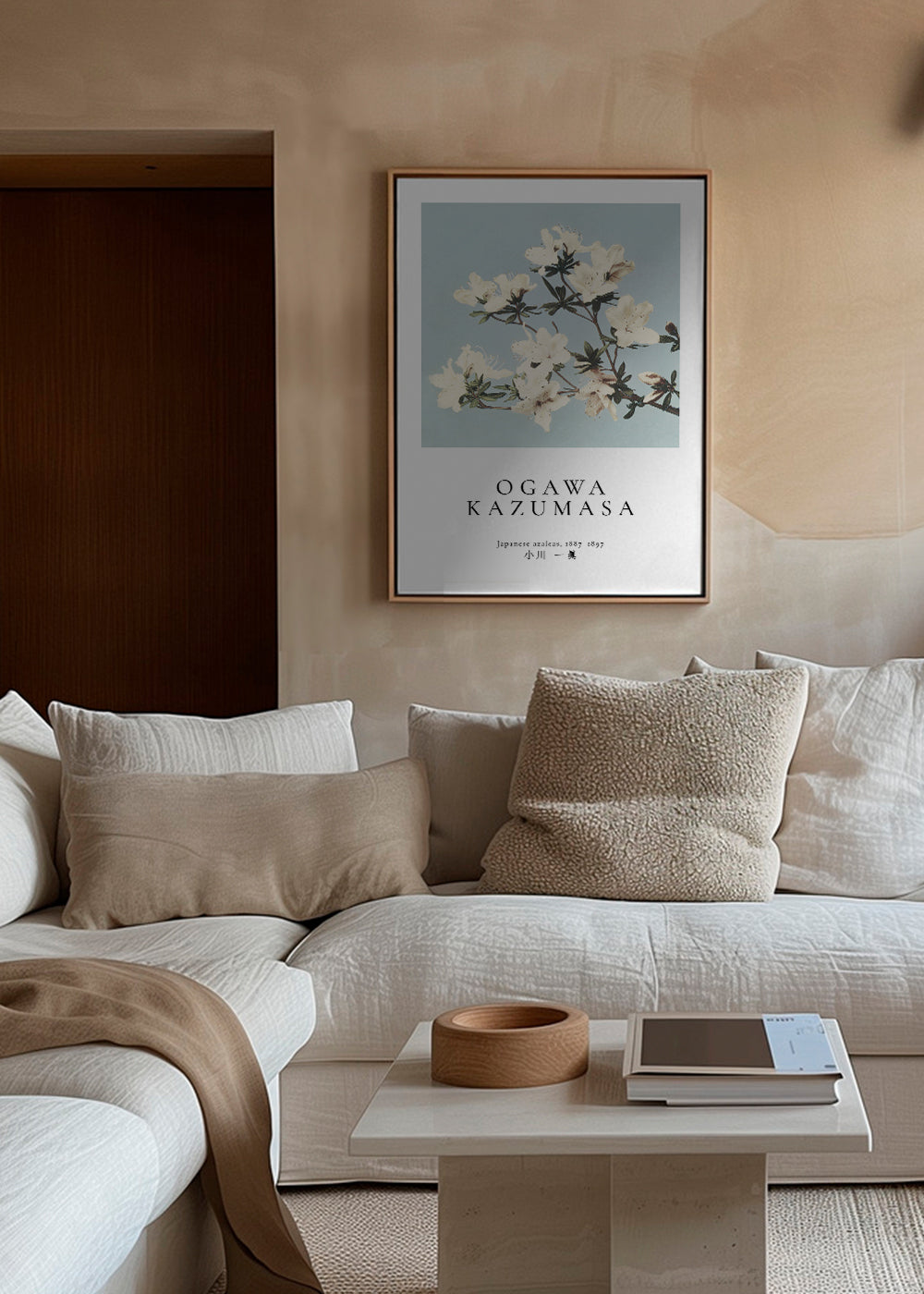 Botanisk poster: japanska azaleor på blått