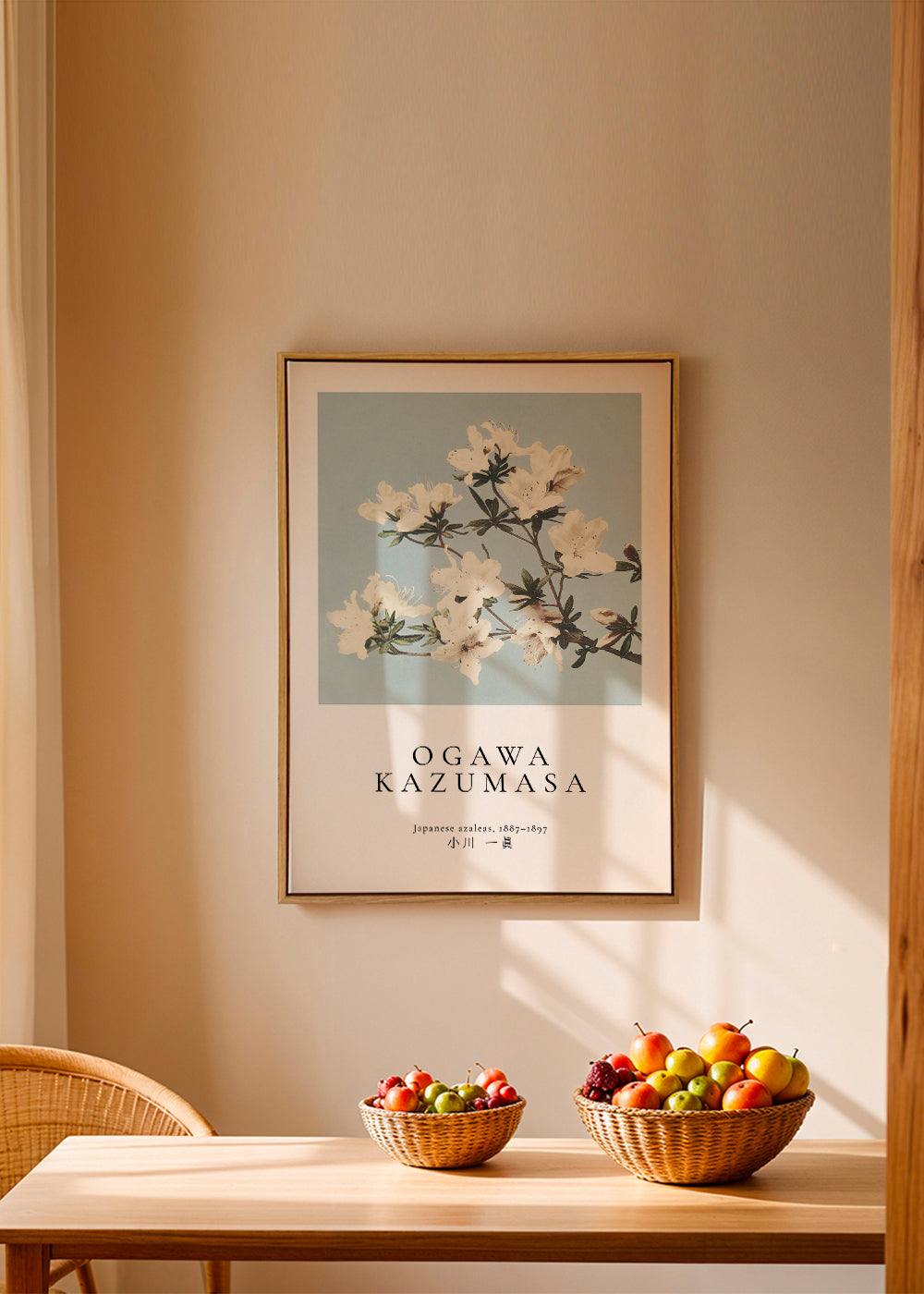 Botanisk poster: japanska azaleor på blått