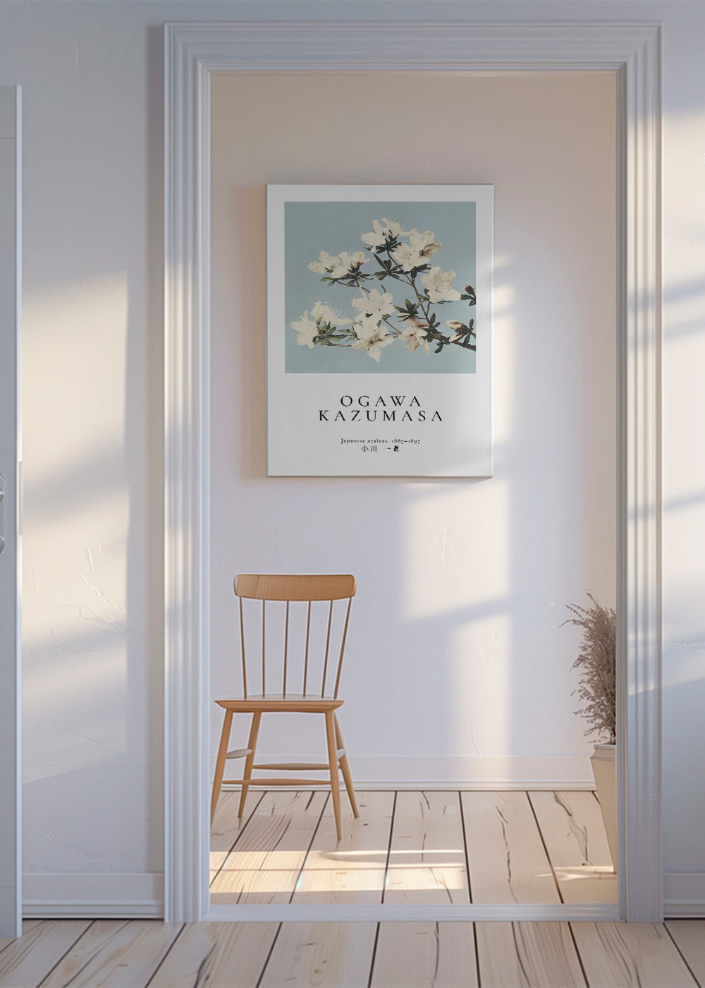 Botanisk poster: japanska azaleor på blått