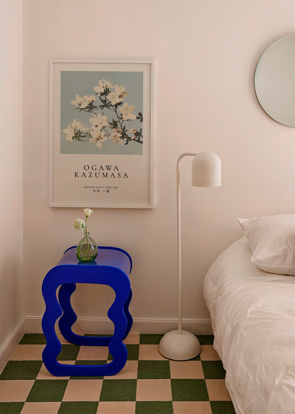 Botanisk poster: japanska azaleor på blått