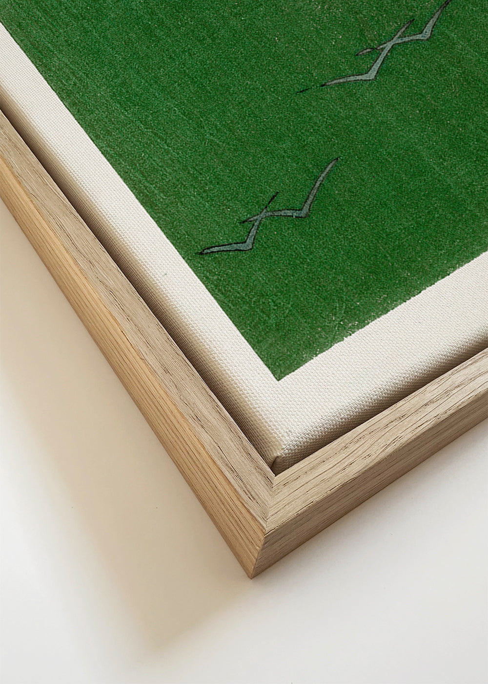 Japansk fågelillustration på grön yta
