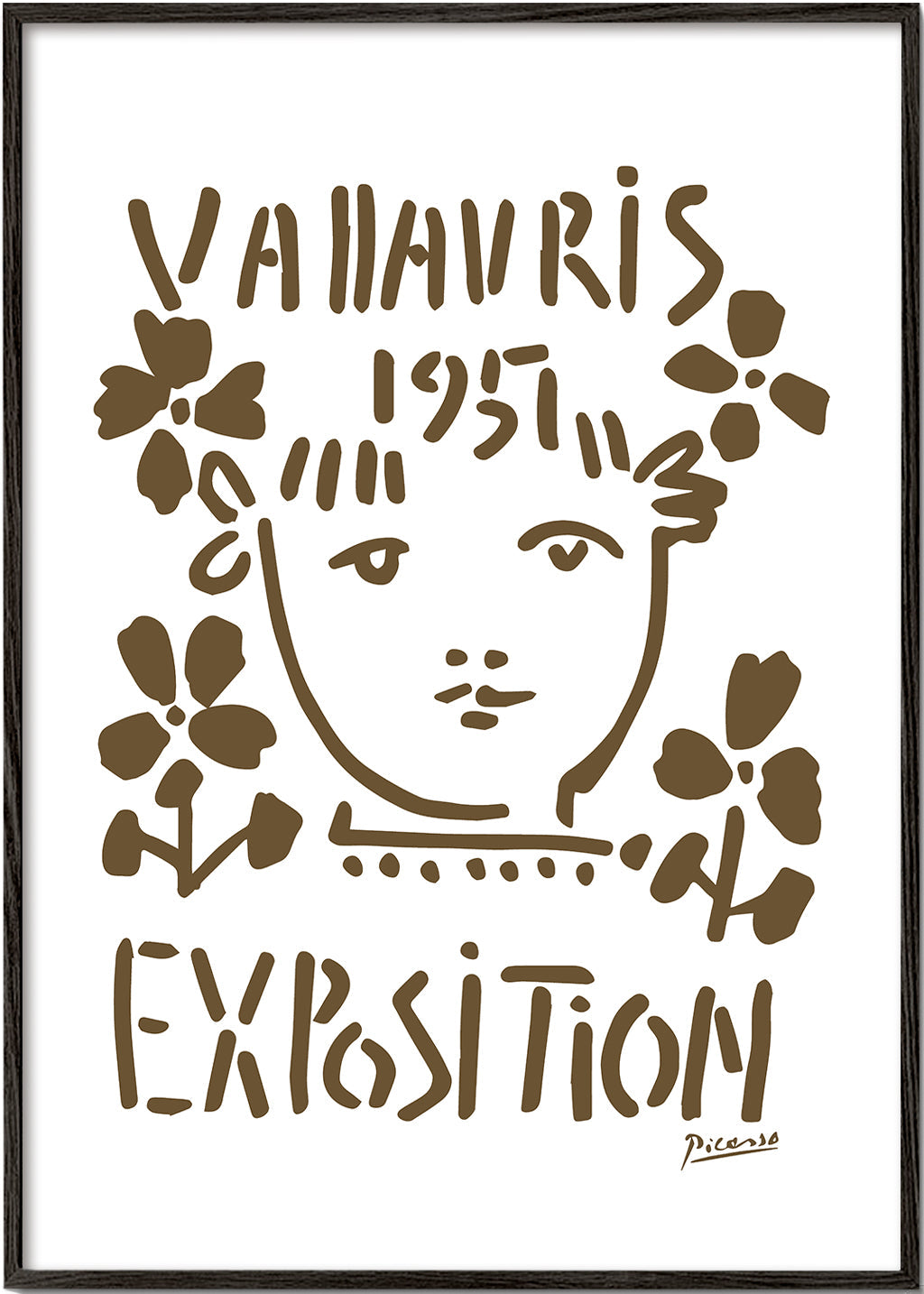 Vintage-affisch Vallauris 1951 ansikte och blommor