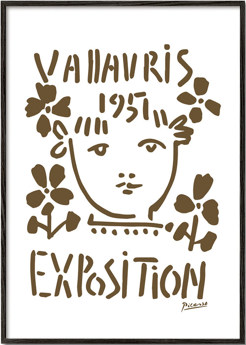 Vintage-affisch Vallauris 1951 ansikte och blommor