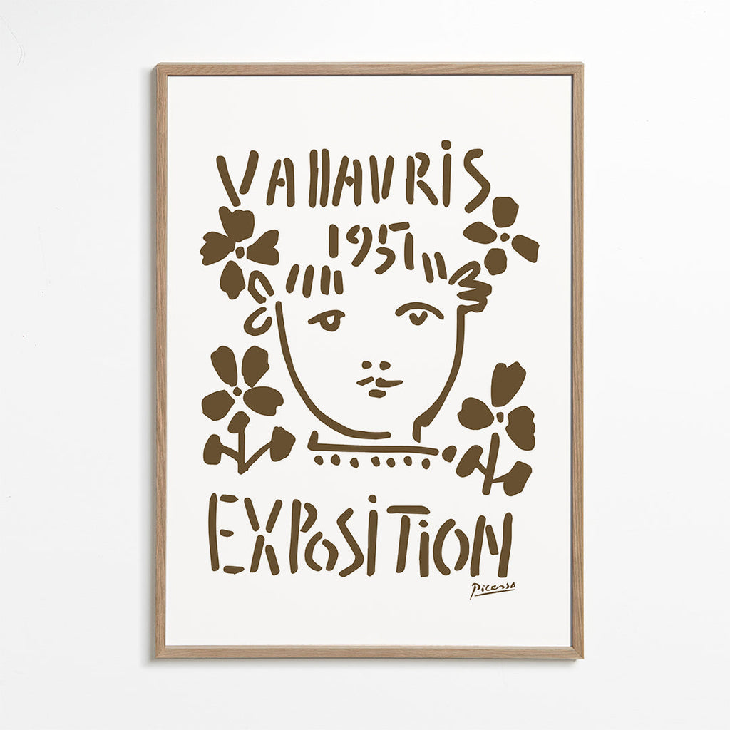Vintage-affisch Vallauris 1951 ansikte och blommor