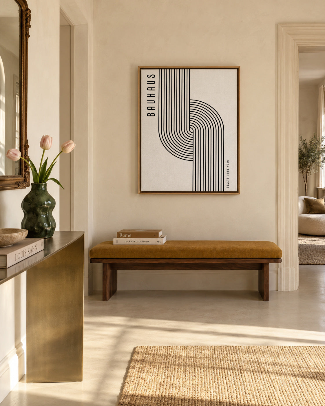 BAUHAUS AUSSTELLUNG Exhibition Poster 1919 - Framed canvas in an interior