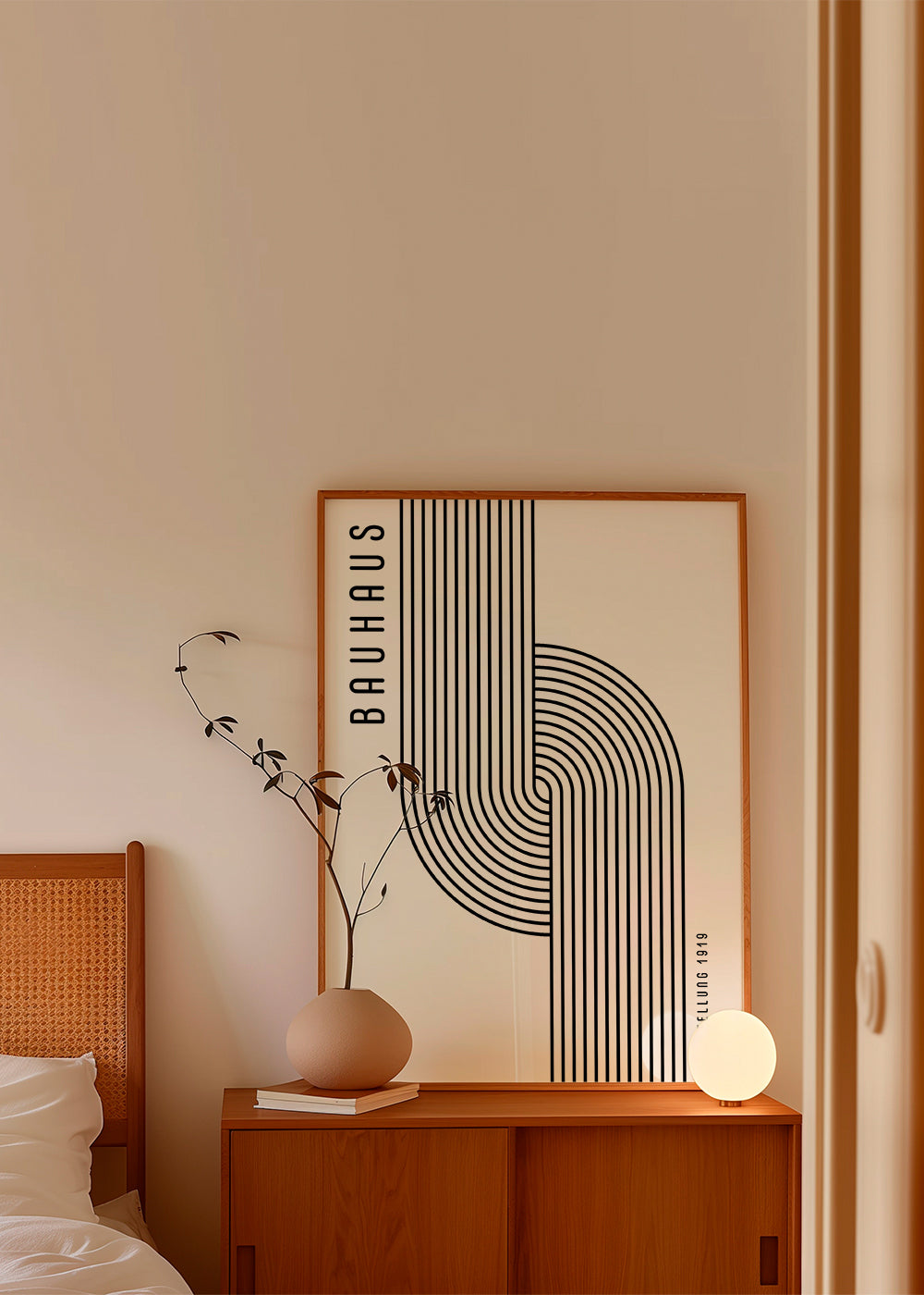 Vintage affisch Bauhaus böjda linjer