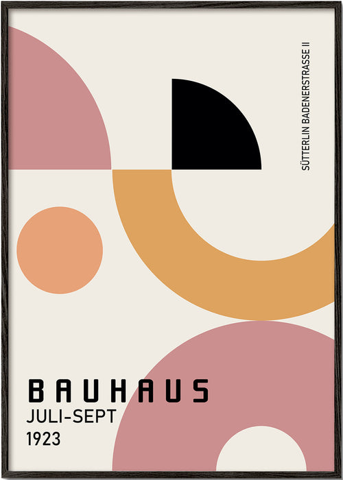 Geometrisk Bauhaus-affisch rosa och senap