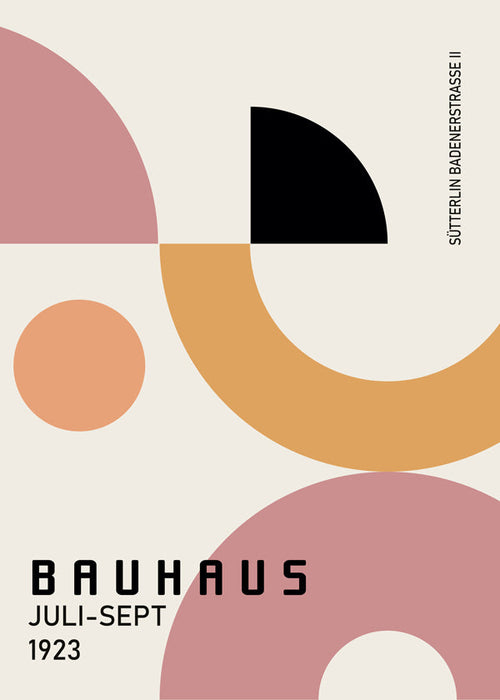 Geometrisk Bauhaus-affisch rosa och senap