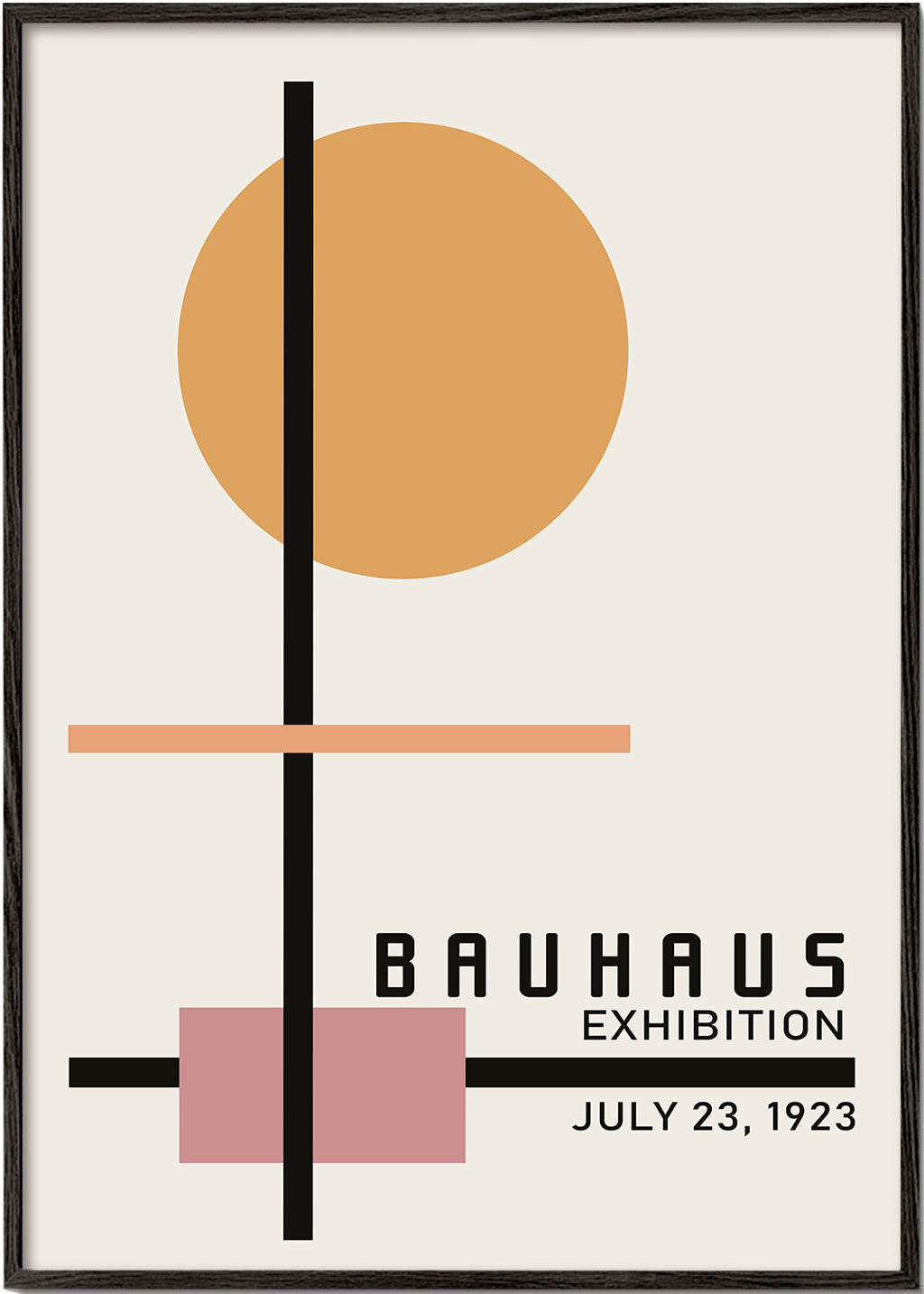Geometriskt Bauhaus-poster med cirkelsol och axlar