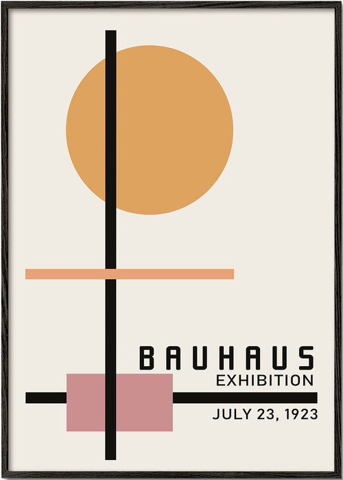 Geometriskt Bauhaus-poster med cirkelsol och axlar