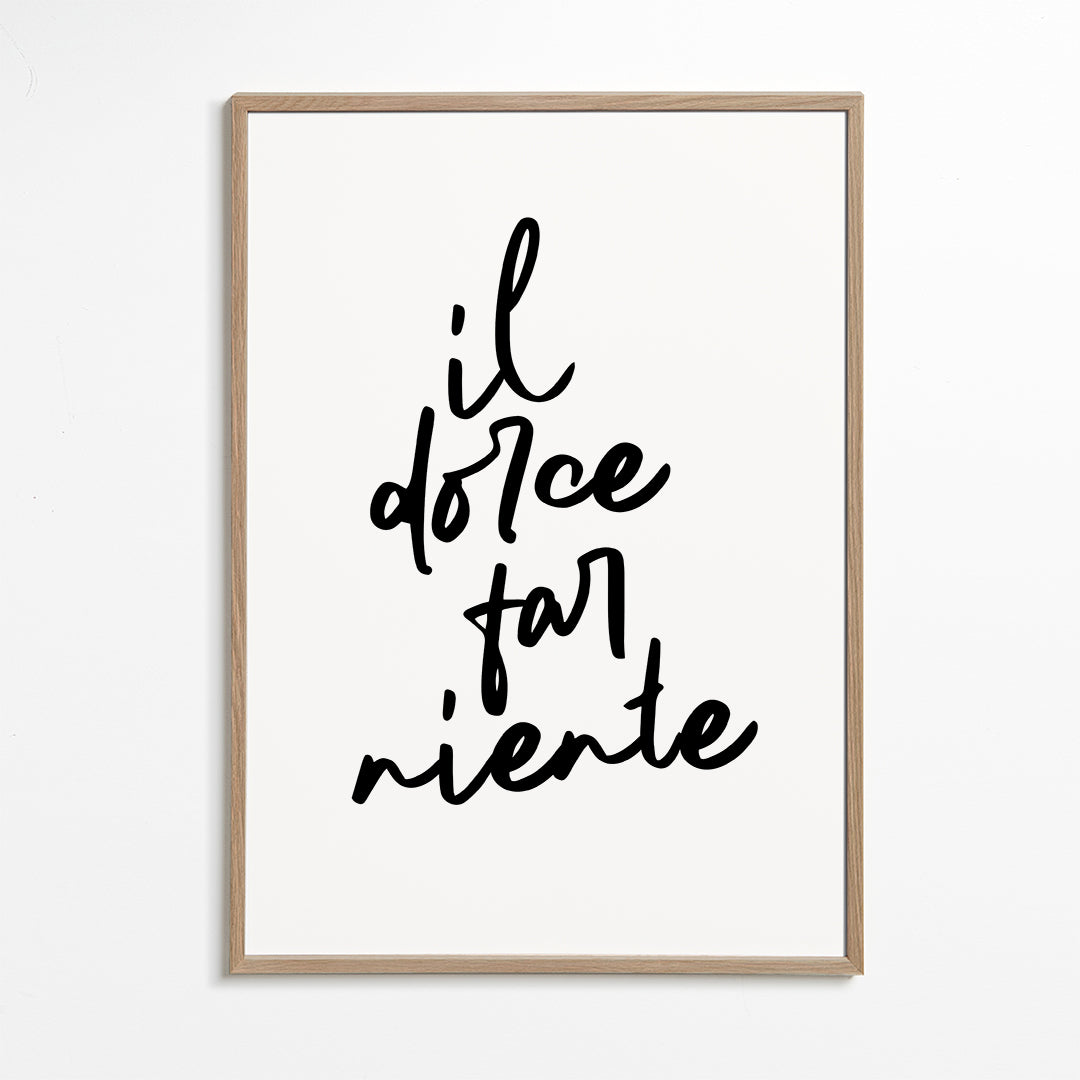 Minimalistisk poster il dolce far niente typografi