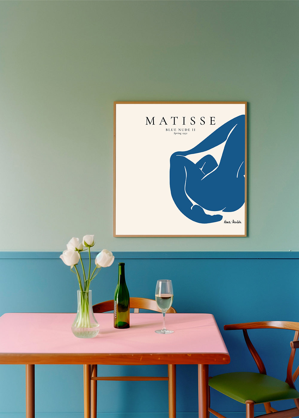 Blue Nude II-illustration med minimalistisk figur
