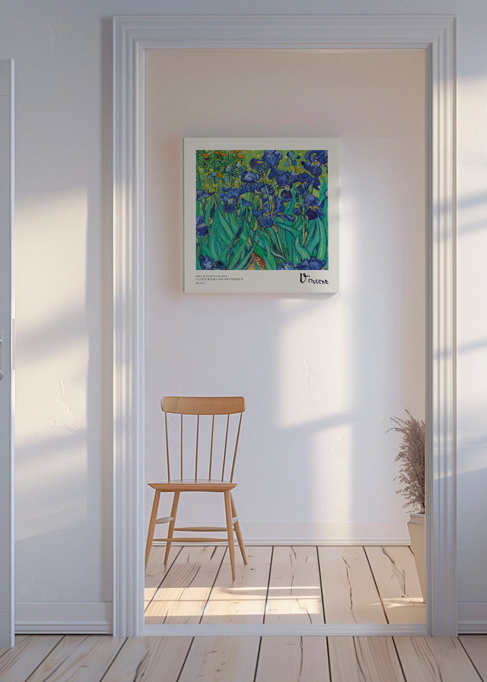 Botanisk poster med blå irisar