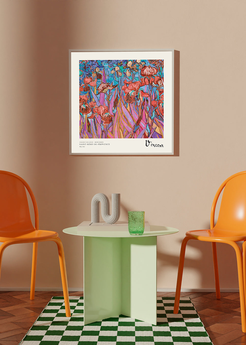 Botanisk poster: Iris i postimpressionistisk stil