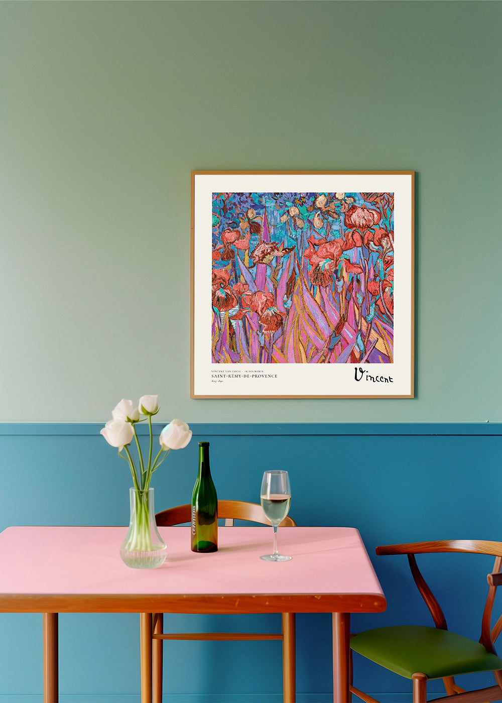 Botanisk poster: Iris i postimpressionistisk stil