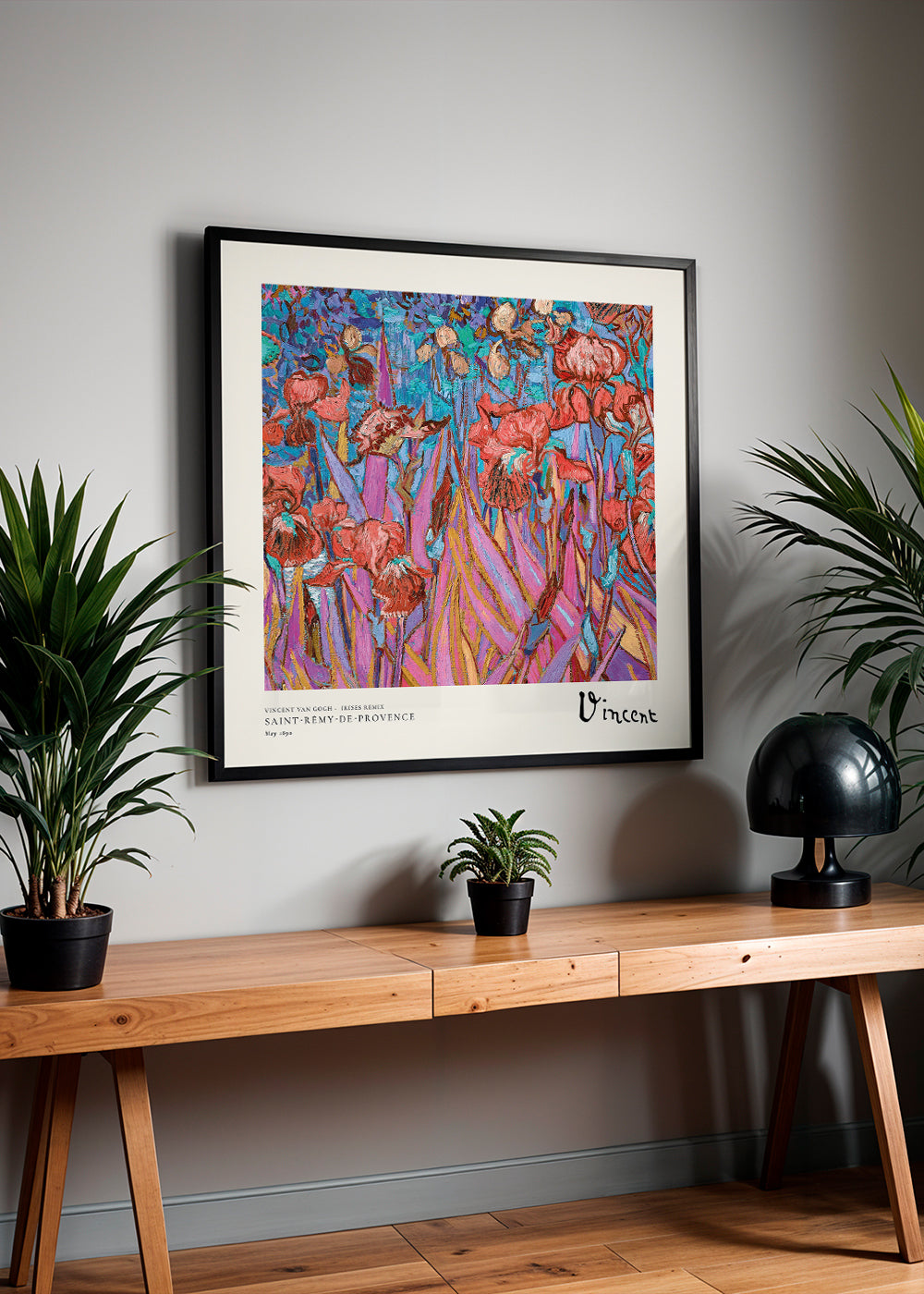 Botanisk poster: Iris i postimpressionistisk stil