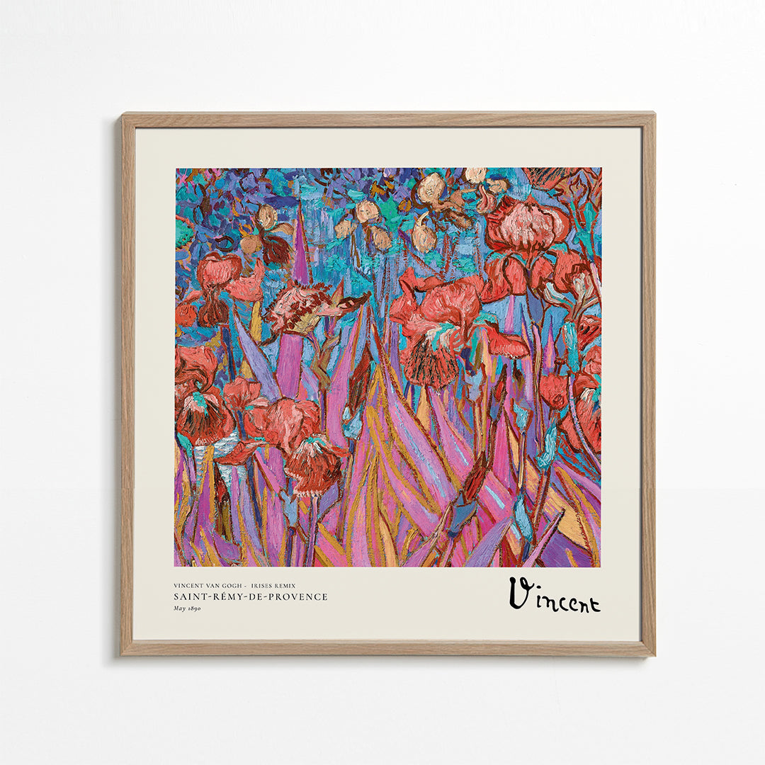 Botanisk poster: Iris i postimpressionistisk stil