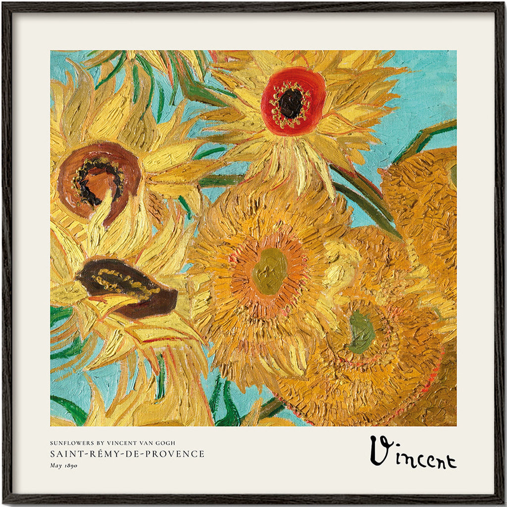 Botanisk poster Solrosor i impasto