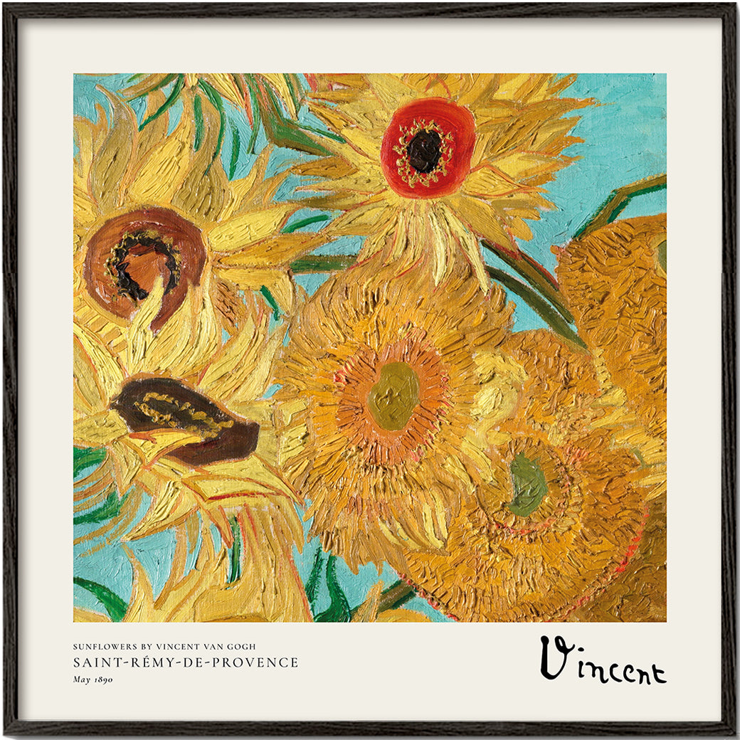 Botanisk poster Solrosor i impasto